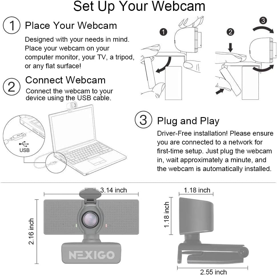 NexiGo N60 1080P Webcam with Microphone, Software Control & Privacy Cover, USB HD Computer Web Camera, Plug and Play, for Zoom/Skype/Teams, Conferencing and Video Calling - Image 5