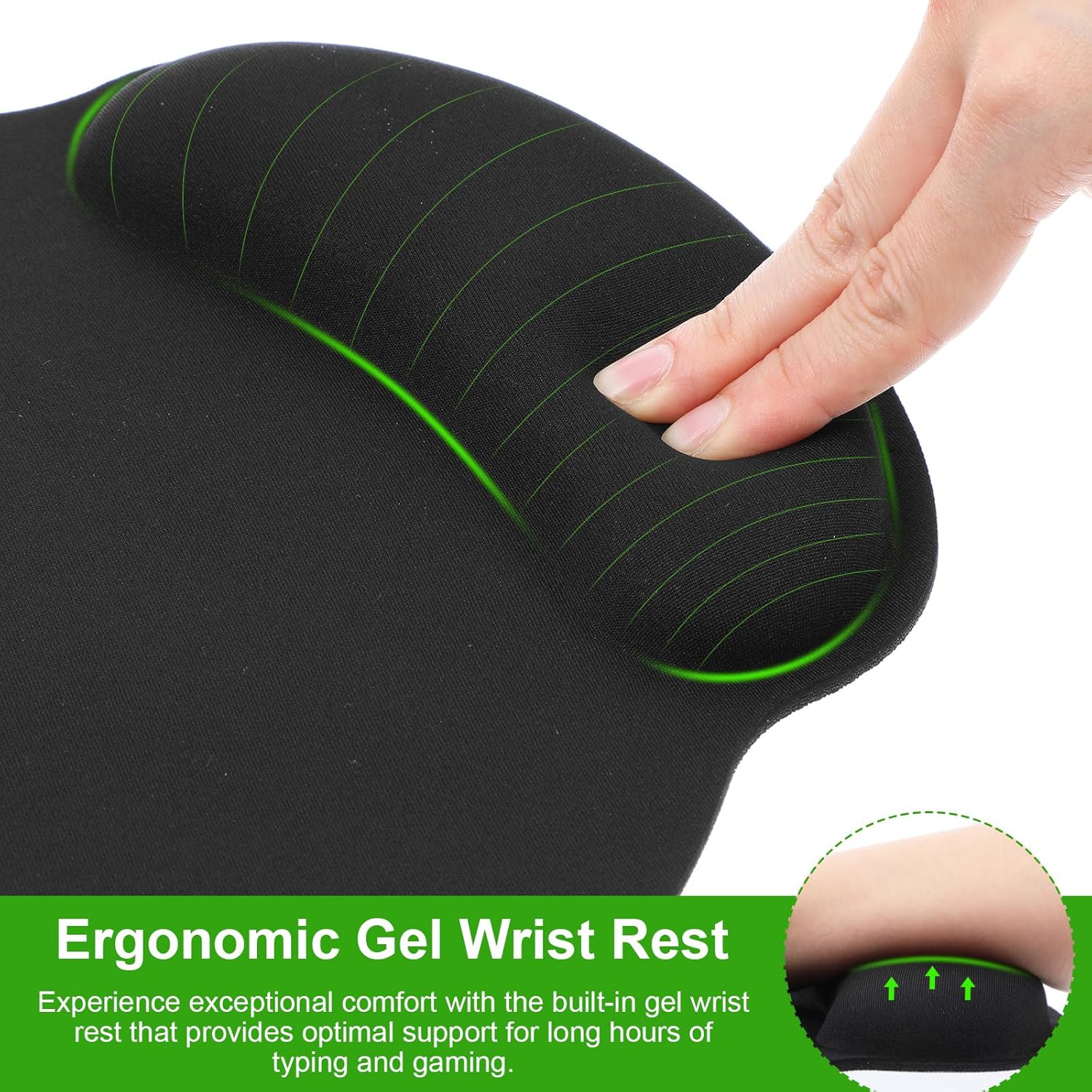 6 Pcs Ergonomic Mouse Pad with Wrist Rest Support, Comfortable Mousepad with Smooth Wrist Support Surface & Non-Slip PU Base, Comfortable Computer Mouse Pad for Computer, Laptop, Office & Home - Image 6