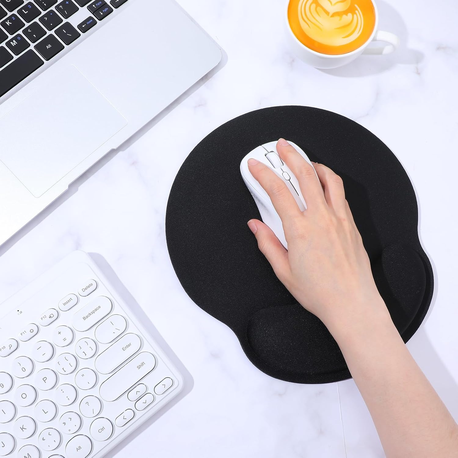 6 Pcs Ergonomic Mouse Pad with Wrist Rest Support, Comfortable Mousepad with Smooth Wrist Support Surface & Non-Slip PU Base, Comfortable Computer Mouse Pad for Computer, Laptop, Office & Home - Image 7