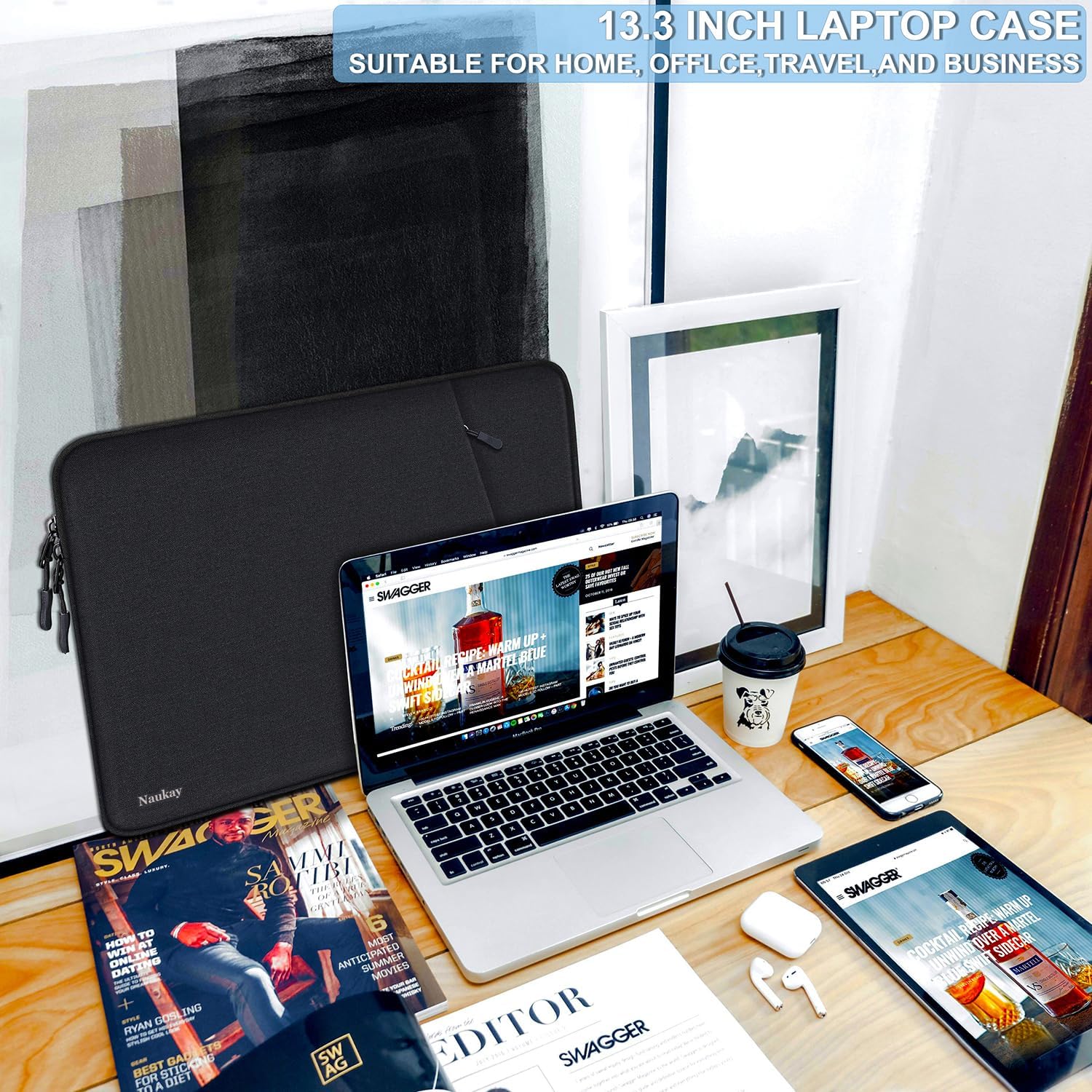 Laptop Sleeve Case 13.3 inch, Shockproof Protective Computer Cover with Accessories Pocket, Portable Laptop Bag Compatible with MacBook Air/Pro 13-13.3 inch, Compatible for MacBook Pro 14 inch, Black | Shockproof - Image 6